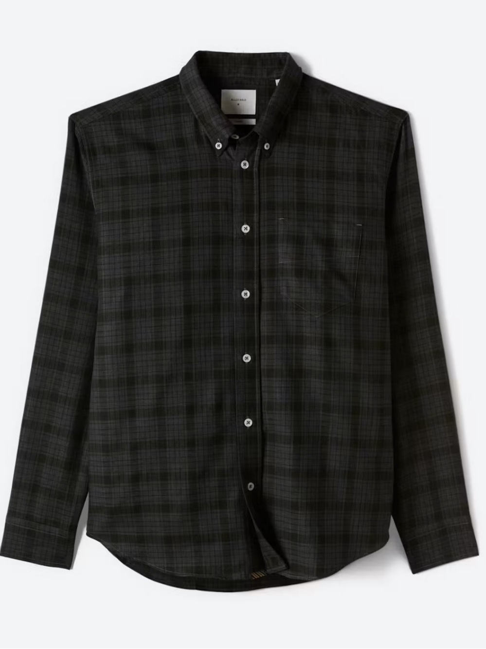 Billy Reid Long Sleeve Shirts Offset Pocket Shirt charcoal Green Size XXL